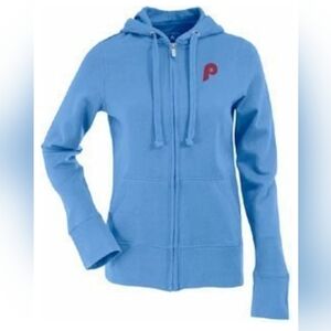 Philadelphia Phillies Antigua Women's Team Logo Victory Full-Zip Hoodie - Blue